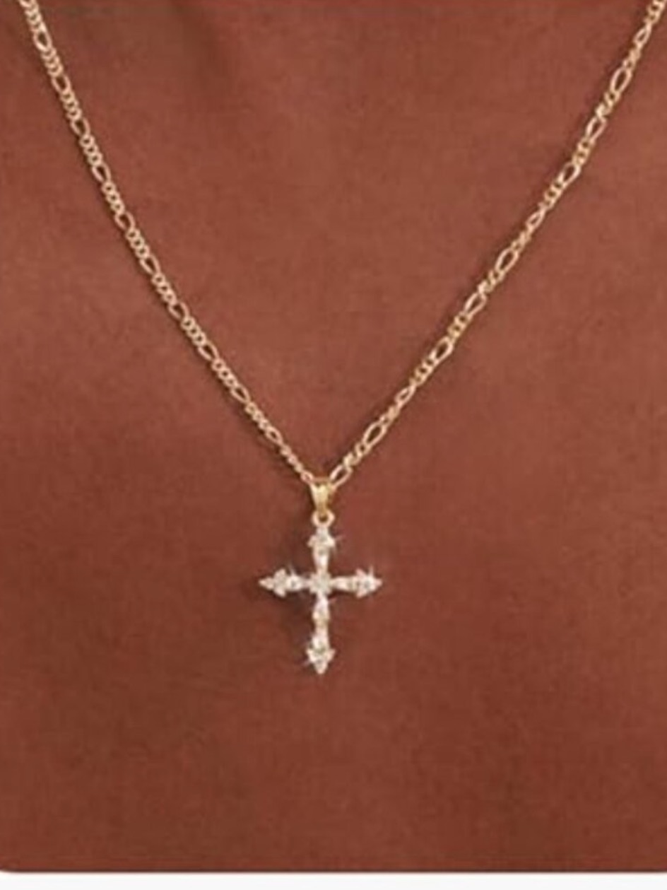 Dainty Gold Cross Necklace - 14k Plated Choker For Women